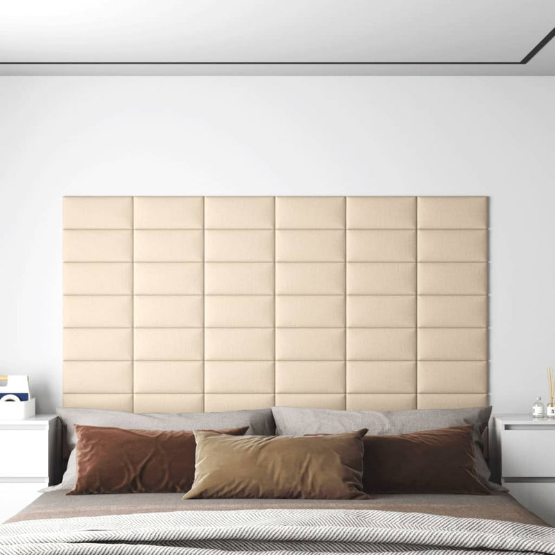 Load image into Gallery viewer, Vidaxl wandpanelen 12 st 0,54 m² 30x15 cm stof crèmekleurig