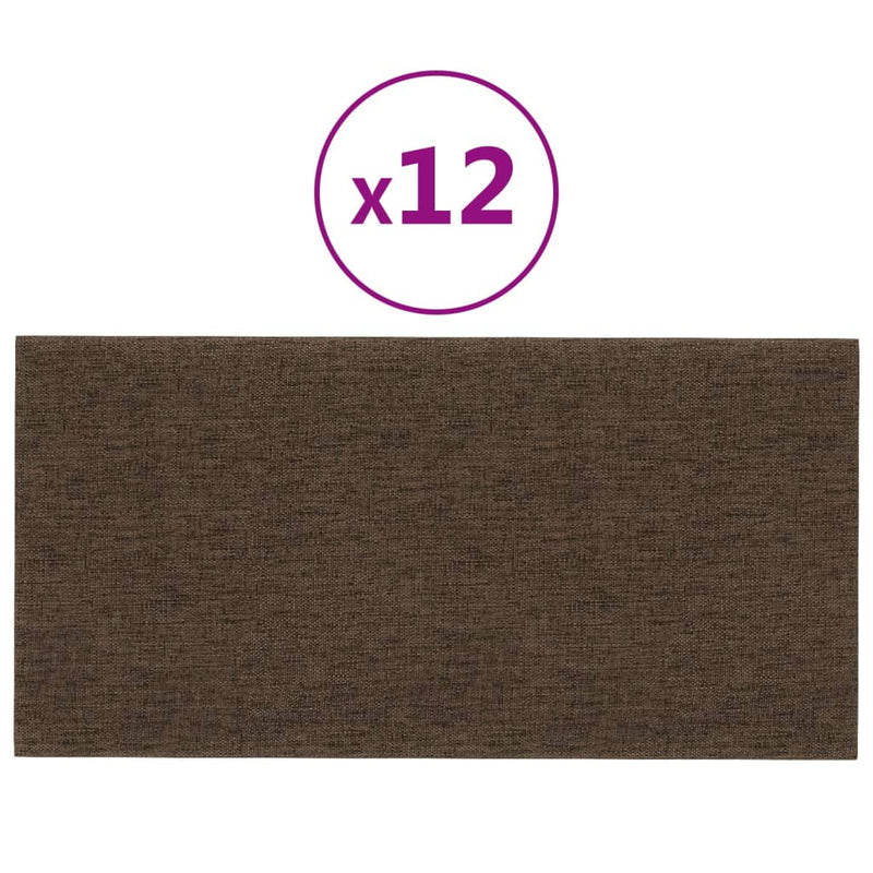 Load image into Gallery viewer, VidaXL Wandpanelen 12 st 0,54 m² 30x15 cm stof bruin