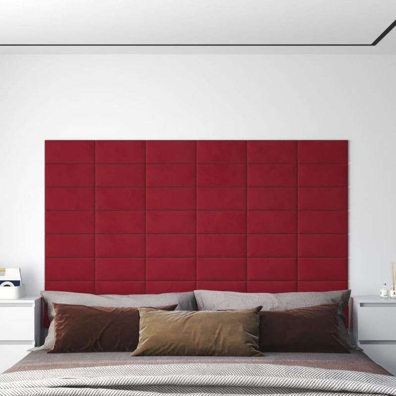 Load image into Gallery viewer, Vidaxl wandpanelen 12 st 0,54 m² 30x15 cm fluweel wijnrood