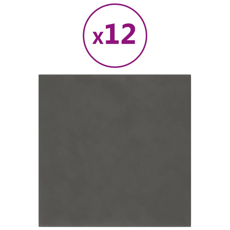 Load image into Gallery viewer, Vidaxl wandpanelen 12 st 1,08 m² 30x30 cm fluweel donkergrijs