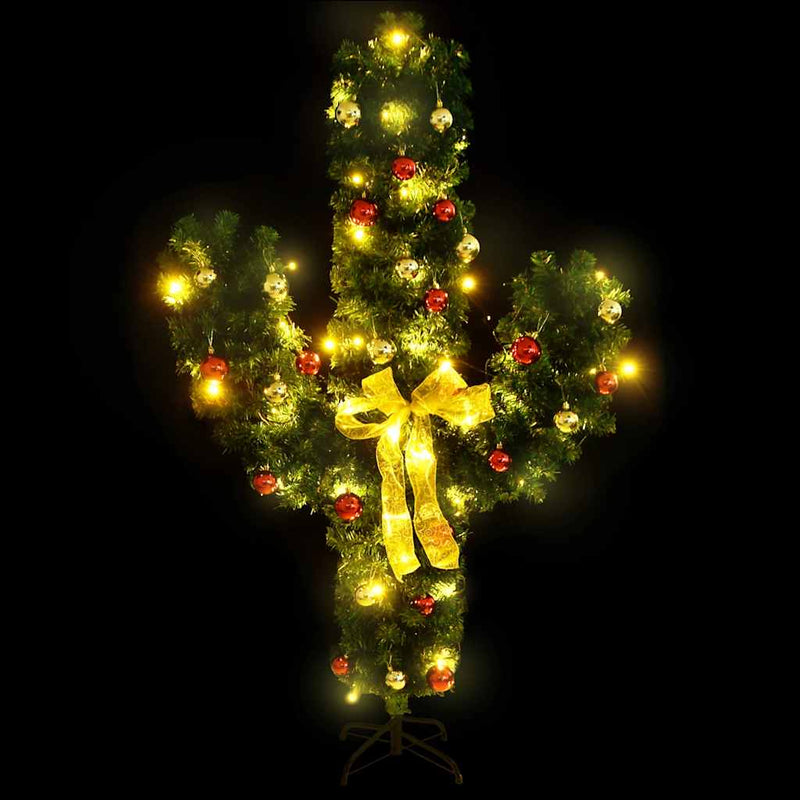 Load image into Gallery viewer, Vidaxl kerstcactus met standaard en led's 180 cm pvc groen