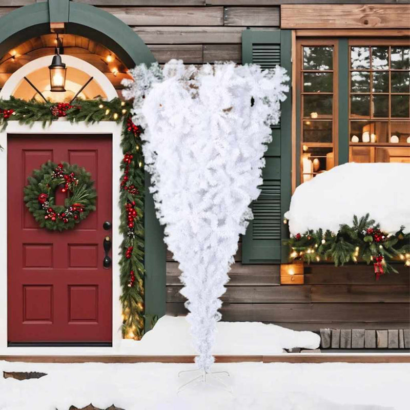 Load image into Gallery viewer, Vidaxl kunstkerstboom met standaard omgekeerd 210 cm wit