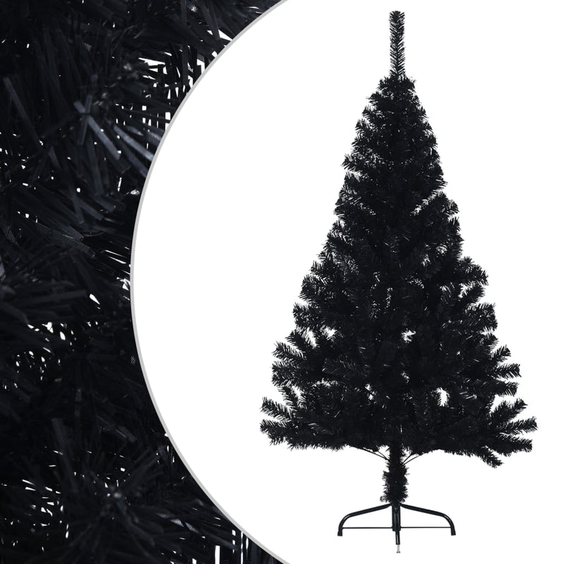 Load image into Gallery viewer, Vidaxl kunstkerstboom met standaard half 120 cm pvc zwart