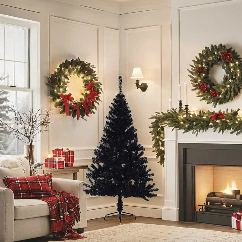 Load image into Gallery viewer, Vidaxl kunstkerstboom met standaard half 150 cm pvc zwart