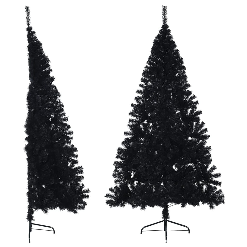 Load image into Gallery viewer, Vidaxl kunstkerstboom met standaard half 210 cm pvc zwart