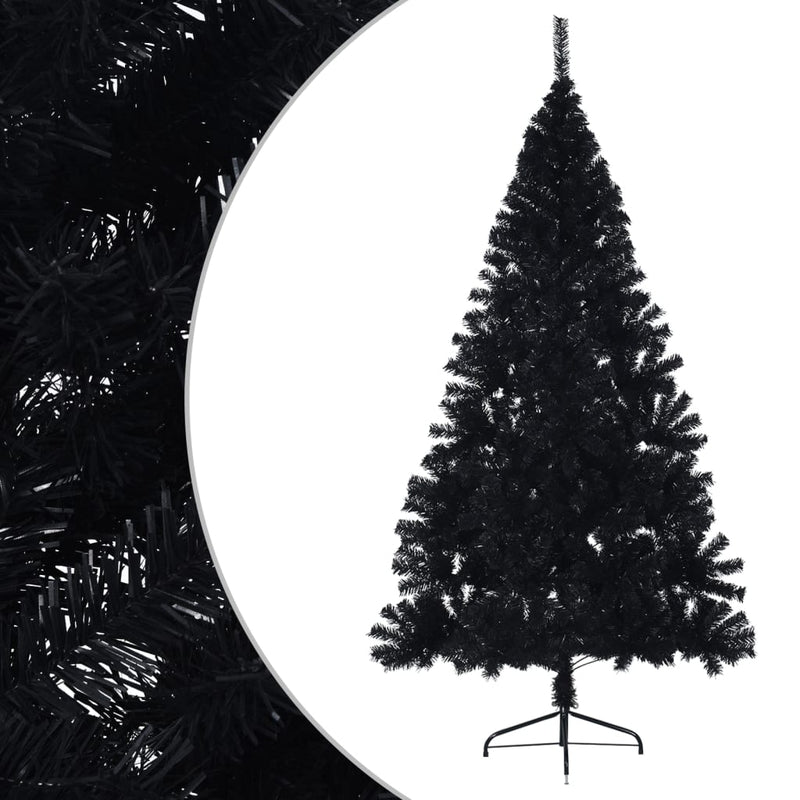 Load image into Gallery viewer, Vidaxl kunstkerstboom met standaard half 210 cm pvc zwart