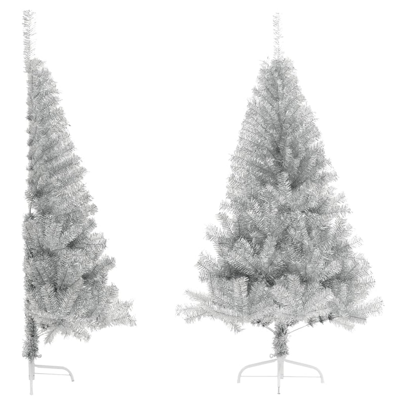 Load image into Gallery viewer, Vidaxl kunstkerstboom half met standaard 120 cm pet zilverkleurig