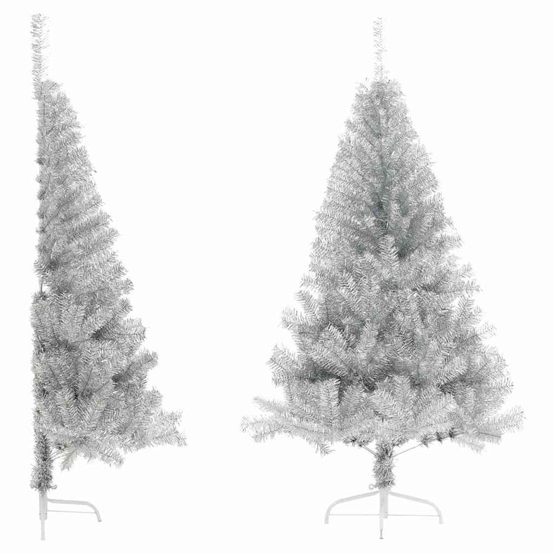 ギャラリービューアに画像をロードする, Vidaxl kunstkerstboom half met standaard 180 cm pet zilverkleurig