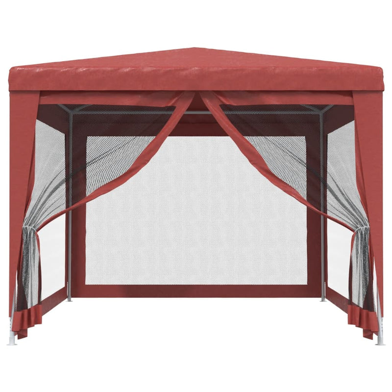 Afbeelding laden in galerijviewer, Vidaxl partytent met 4 mesh zijwanden 3x4 m hdpe rood