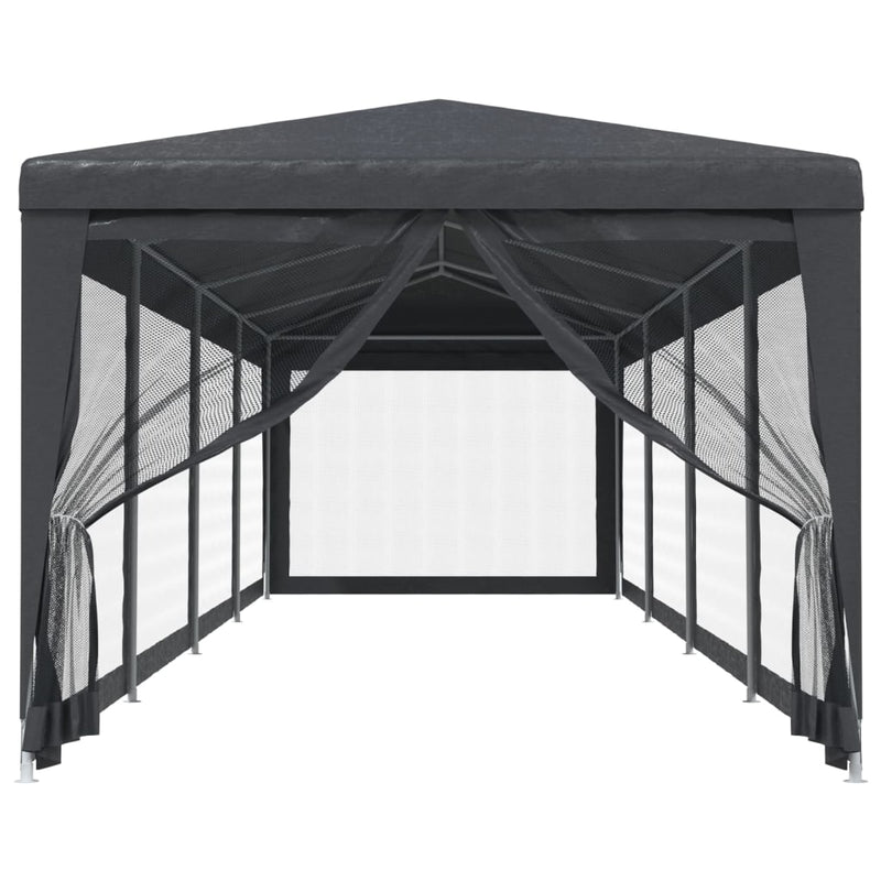 Load image into Gallery viewer, Vidaxl partytent met 10 mesh zijwanden 3x12 m hdpe antracietkleurig