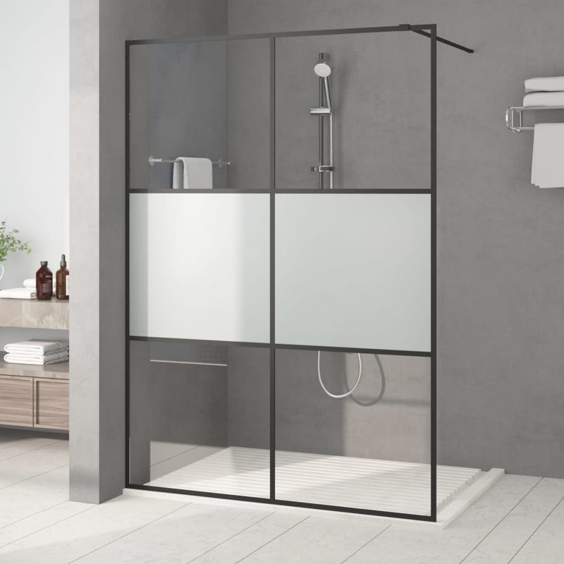 Load image into Gallery viewer, VidaXL Inloopdouchewand 140x195 cm halfmat ESG-glas zwart