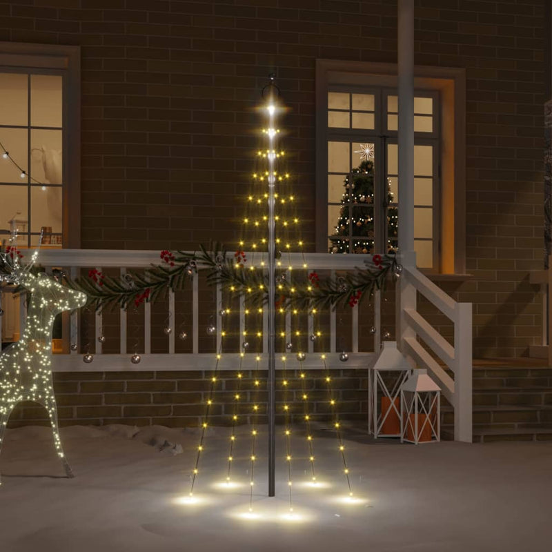Afbeelding laden in galerijviewer, Vidaxl vlaggenmast kerstboom 108 led's warmwit 180 cm