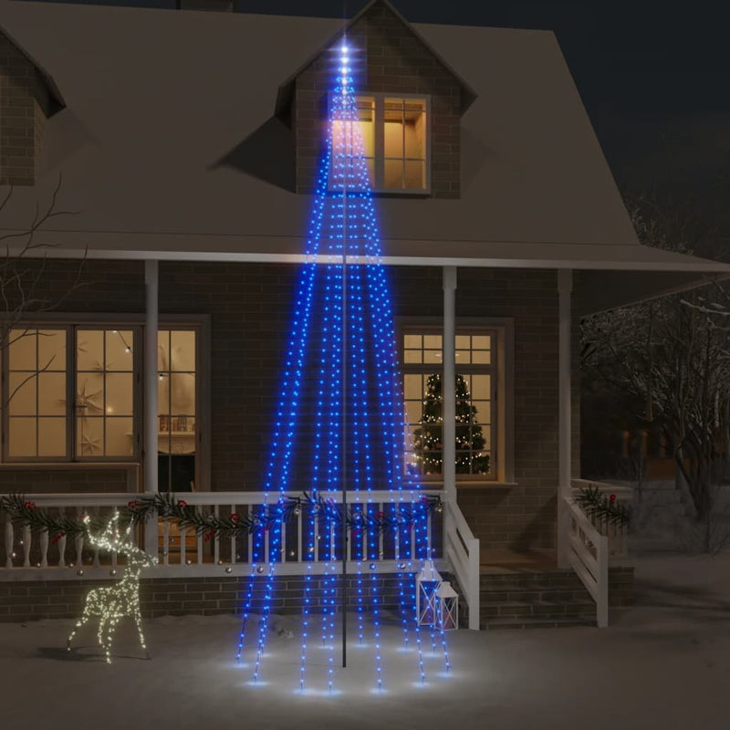 Afbeelding laden in galerijviewer, Vidaxl vlaggenmast kerstboom 732 led's blauw 500 cm