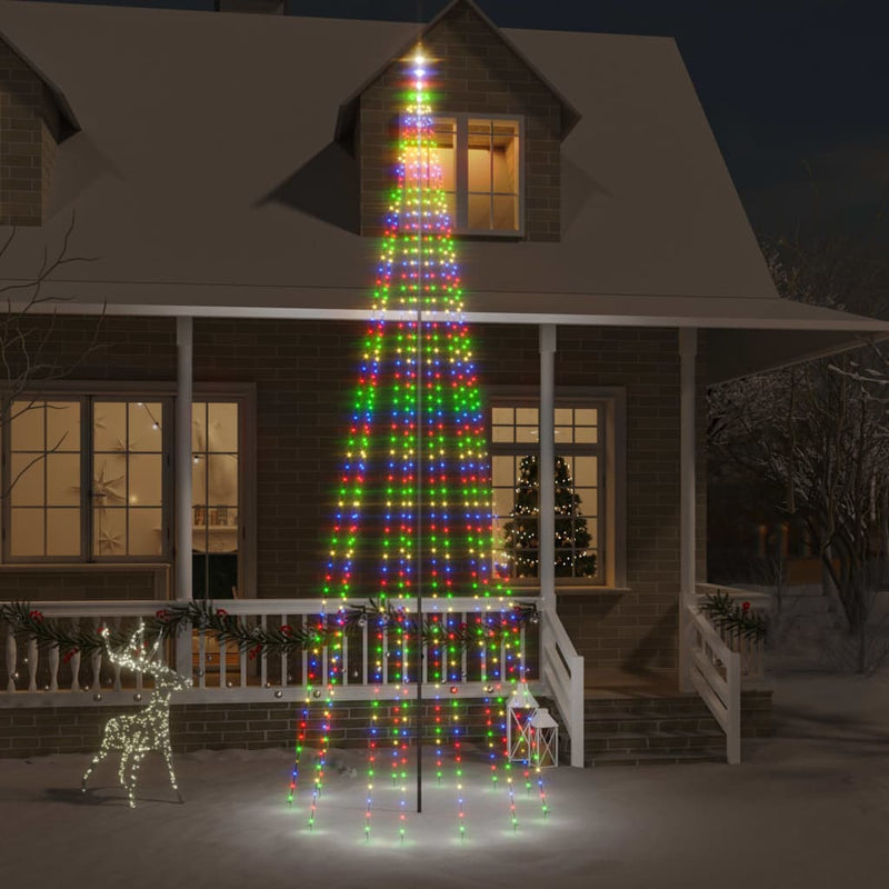 Load image into Gallery viewer, Vidaxl vlaggenmast kerstboom 732 led's meerkleurig 500 cm