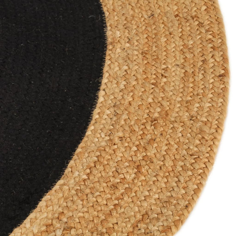 Load image into Gallery viewer, VidaXL Vloerkleed rond gevlochten 90 cm jute en katoen zwart naturel