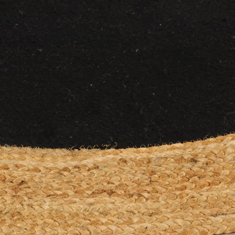 Load image into Gallery viewer, VidaXL Vloerkleed rond gevlochten 150 cm jute en katoen zwart naturel