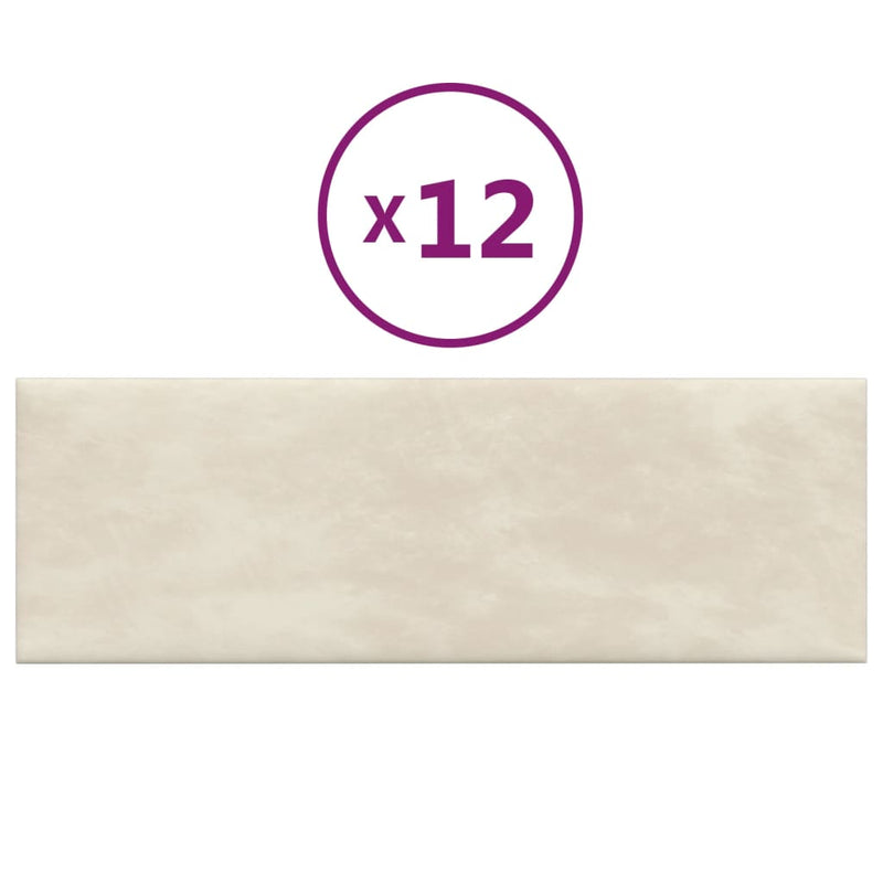 Load image into Gallery viewer, VidaXL Wandpanelen 12 st 3,24 m² 90x30 cm fluweel crèmekleurig