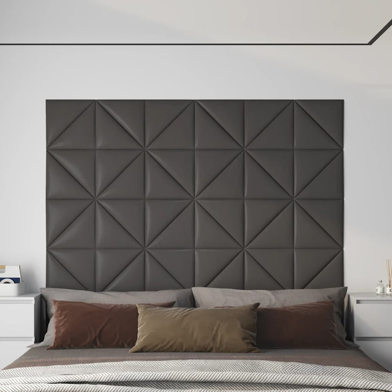 Load image into Gallery viewer, Vidaxl wandpanelen 12 st 0,54 m² 30x30 cm kunstleer grijs