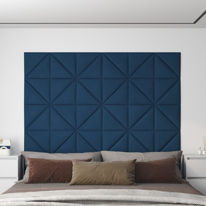 Afbeelding laden in galerijviewer, VidaXL Wandpanelen 12 st 0,54 m² 30x30 cm fluweel blauw