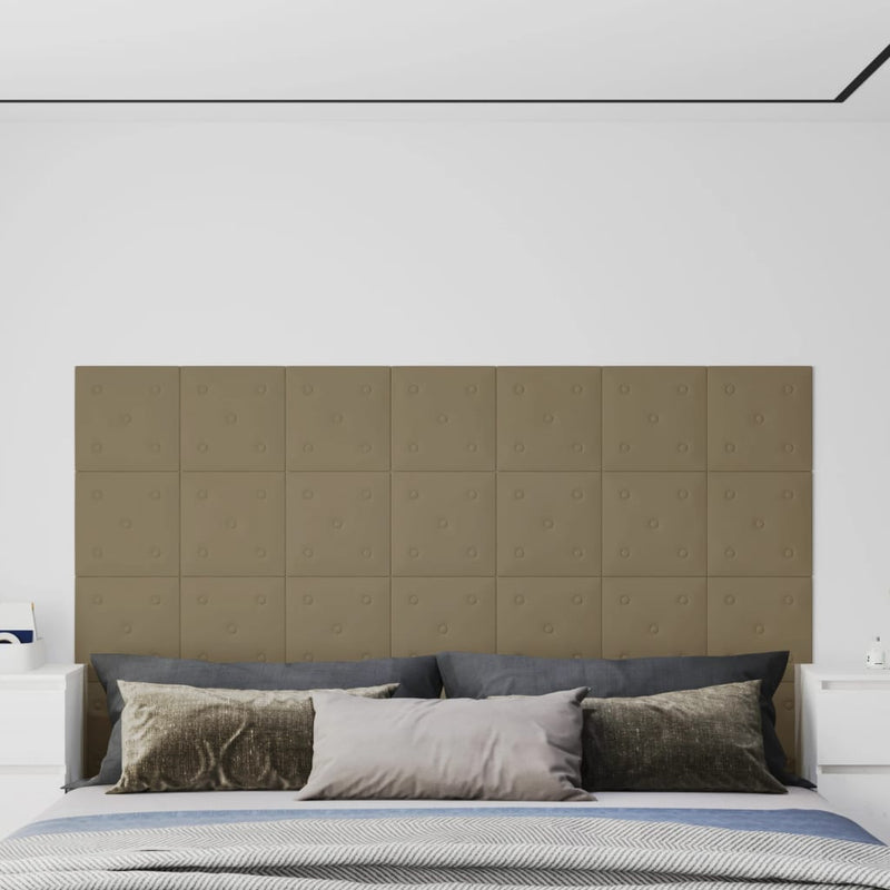 Load image into Gallery viewer, Vidaxl wandpanelen 12 st 1,08 m² 30x30 cm kunstleer cappuccinokleurig