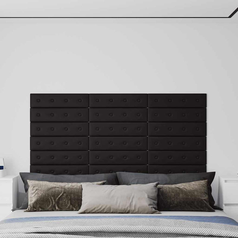 Load image into Gallery viewer, Vidaxl wandpanelen 12 st 1,08 m² 60x15 cm kunstleer zwart