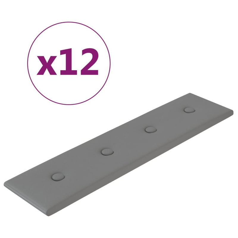 Load image into Gallery viewer, Vidaxl wandpanelen 12 st 1,08 m² 60x15 cm kunstleer grijs