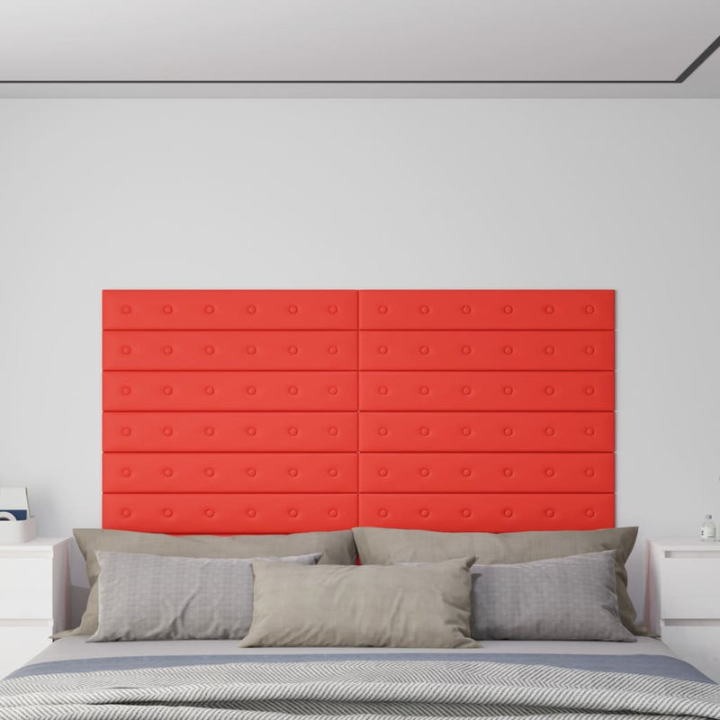 Load image into Gallery viewer, Vidaxl wandpanelen 12 st 1,62 m² 90x15 cm kunstleer rood
