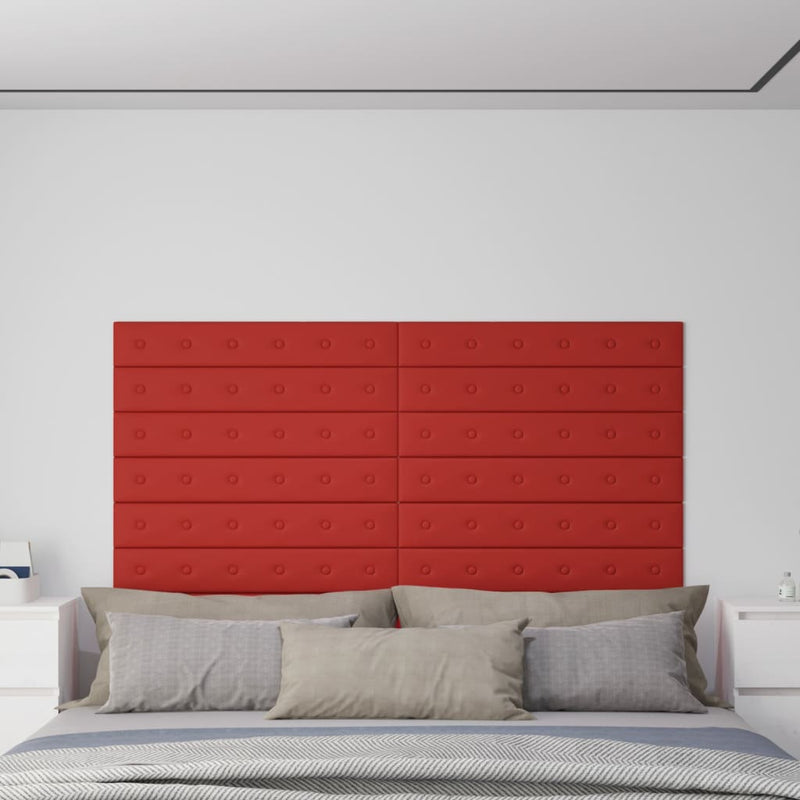 Load image into Gallery viewer, Vidaxl wandpanelen 12 st 1,62 m² 90x15 cm kunstleer wijnrood