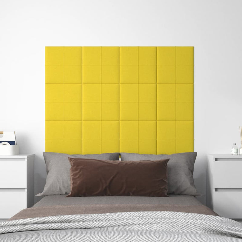 Load image into Gallery viewer, VidaXL Wandpanelen 12 st 1,08 m² 30x30 cm stof lichtgeel