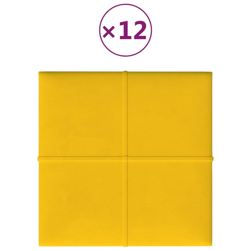 Chargez l'image dans la visionneuse de la galerie, Vidaxl wandpanelen 12 st 1,08 m² 30x30 cm fluweel geel