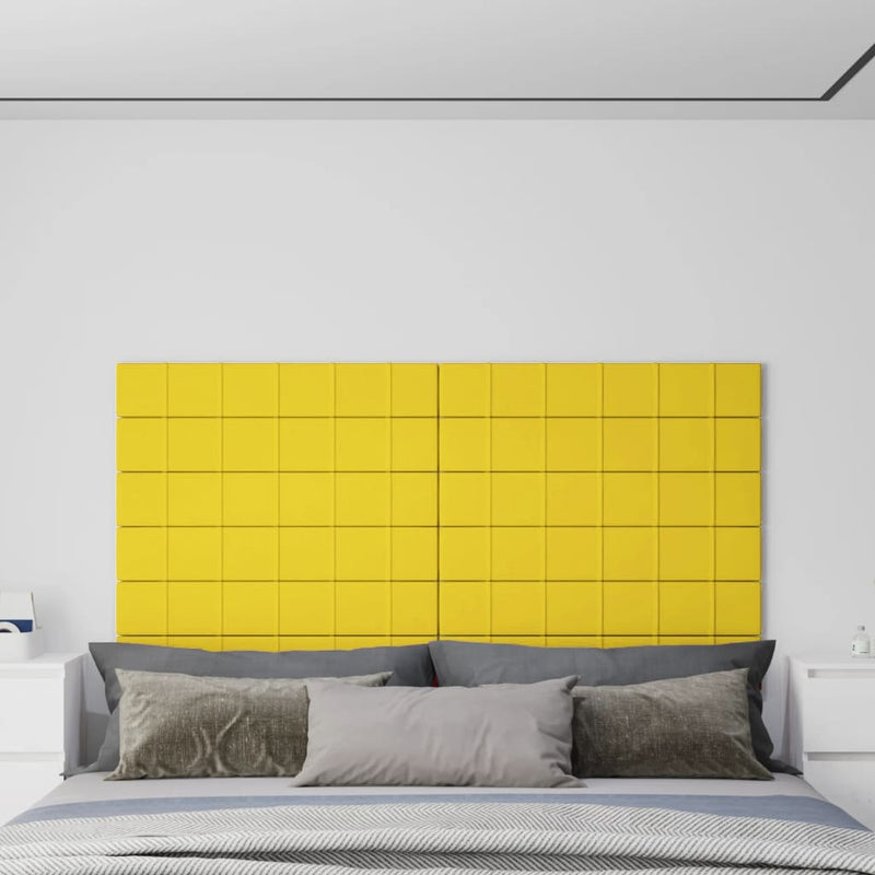 Load image into Gallery viewer, VidaXL Wandpanelen 12 st 1,62 m² 90x15 cm stof lichtgeel