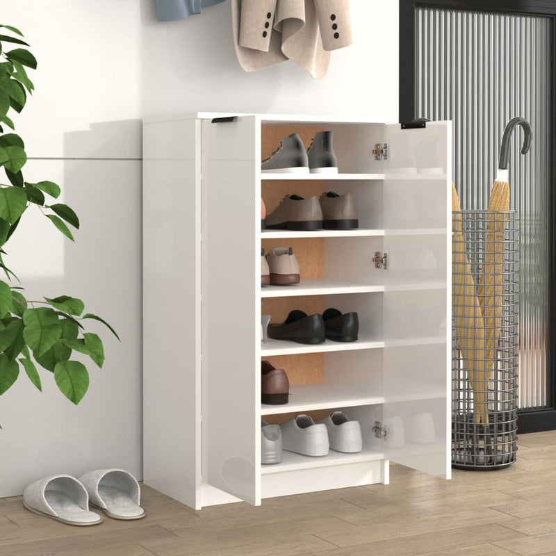Load image into Gallery viewer, VidaXL Schoenenkast 59x35x100 cm bewerkt hout hoogglans wit