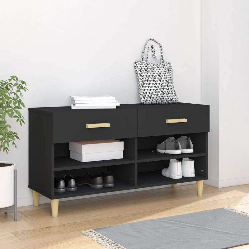 Load image into Gallery viewer, Vidaxl schoenenkast 102x35x55 cm bewerkt hout zwart