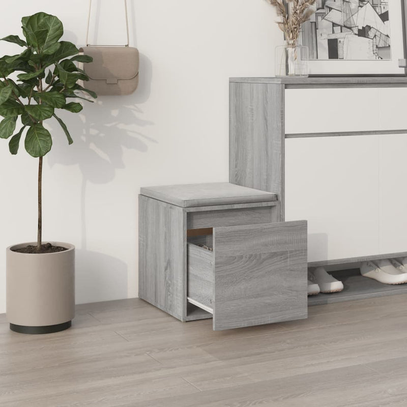 Cargue la imagen en el visor de la galería, VidaXL Opbergbox met lade 40,5x40x40 cm bewerkt hout grijs sonoma eik