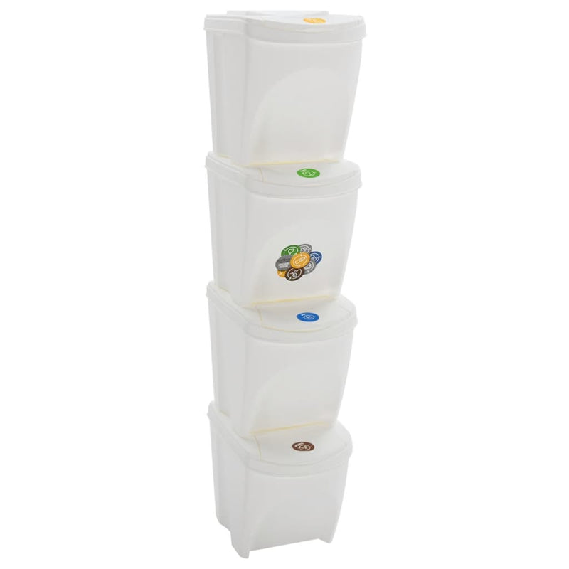 Load image into Gallery viewer, Vidaxl vuilnisbakken 4 st stapelbaar 100 l polypropeen wit