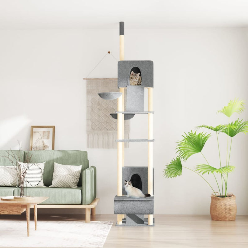Load image into Gallery viewer, Vidaxl kattenmeubel vloer tot plafond 277-303 cm lichtgrijs