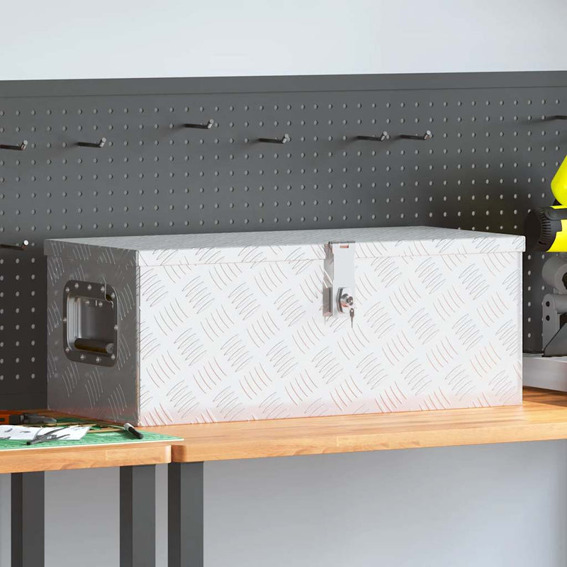 Load image into Gallery viewer, Vidaxl opbergbox 70x31x27 cm aluminium zilverkleurig