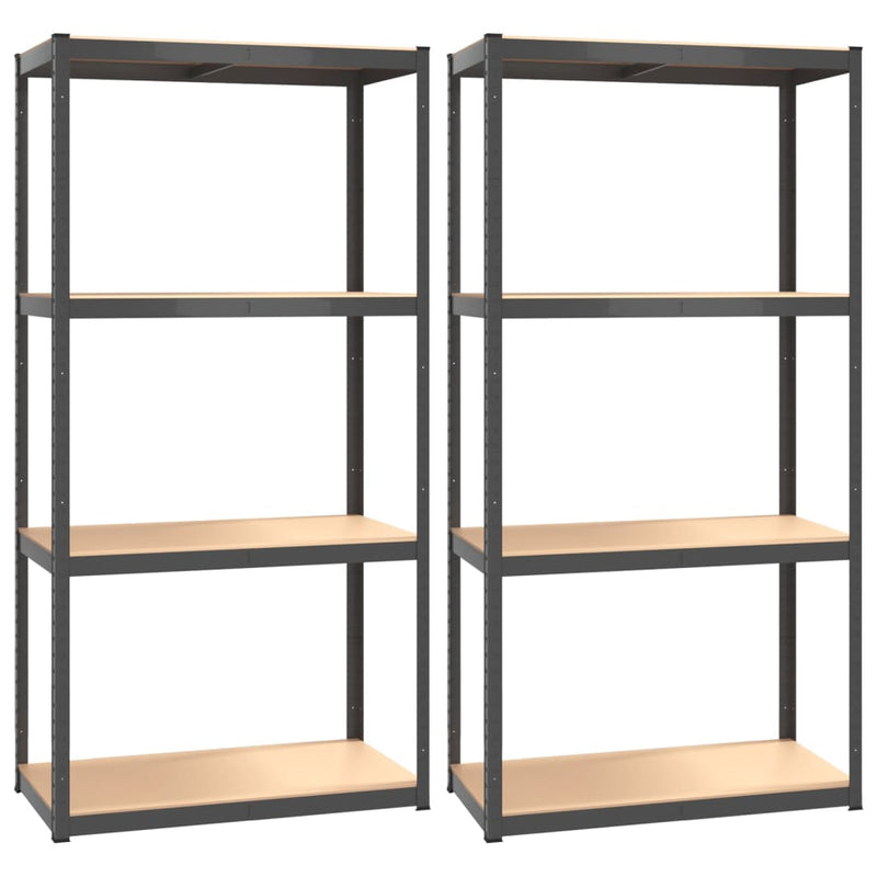 Load image into Gallery viewer, Vidaxl opbergrek 4-laags 2 st staal en bewerkt hout antracietkleurig