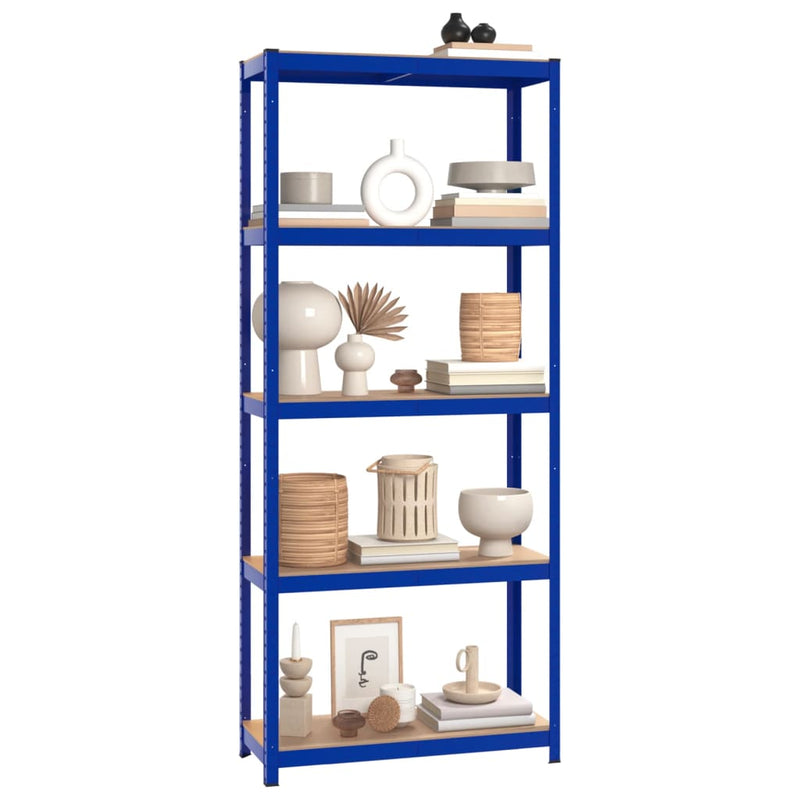 Load image into Gallery viewer, VidaXL Opbergrekken 3 st 5-laags staal en bewerkt hout blauw