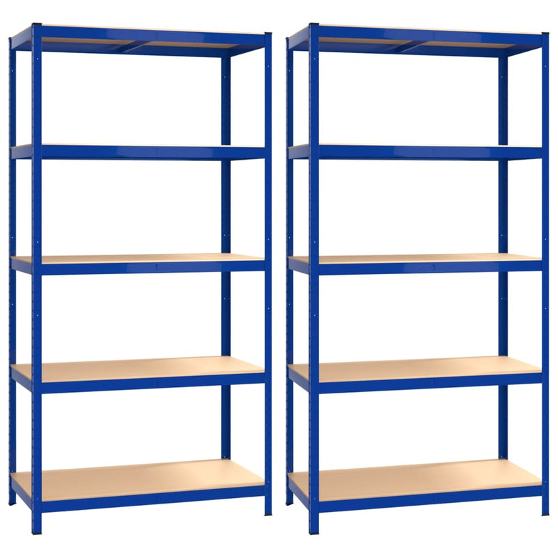 Load image into Gallery viewer, Vidaxl opbergrek 5-laags 2 st staal bewerkt hout blauw