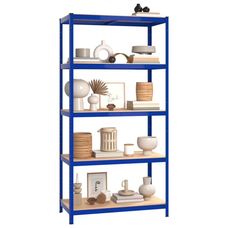 Load image into Gallery viewer, Vidaxl opbergrek 5-laags 2 st staal bewerkt hout blauw