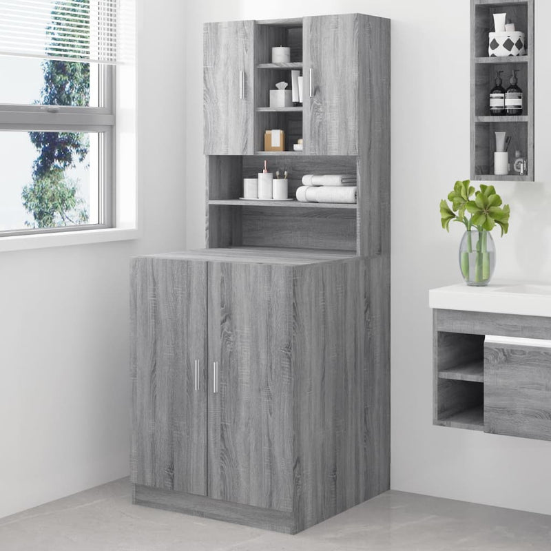 Load image into Gallery viewer, VidaXL Wasmachinekast bewekrt hout grijs sonoma eikenkleurig