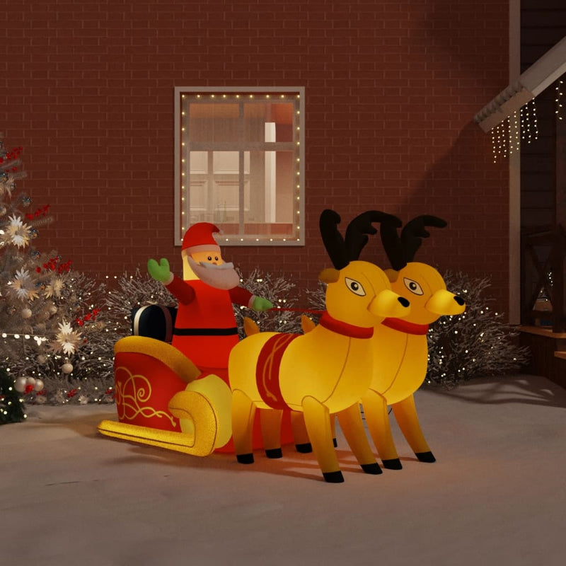 Load image into Gallery viewer, Vidaxl kerstdecoratie kerstman en rendieren opblaasbaar led 130 cm