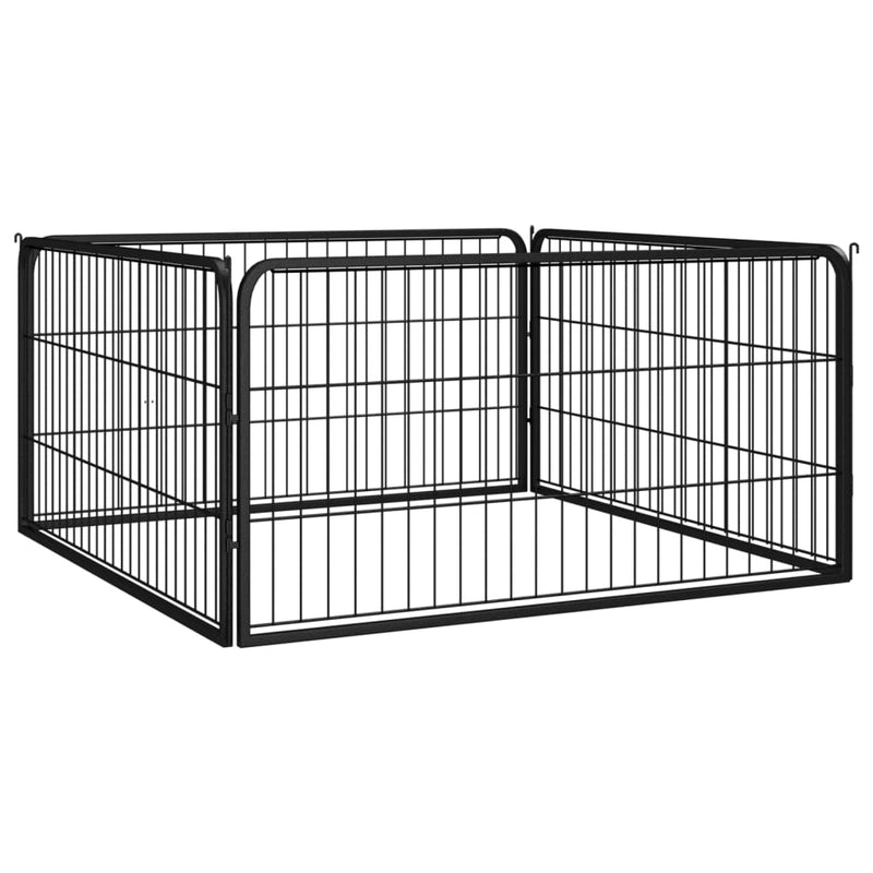 Load image into Gallery viewer, Vidaxl hondenkennel 4 panelen 100x50 cm gepoedercoat staal zwart