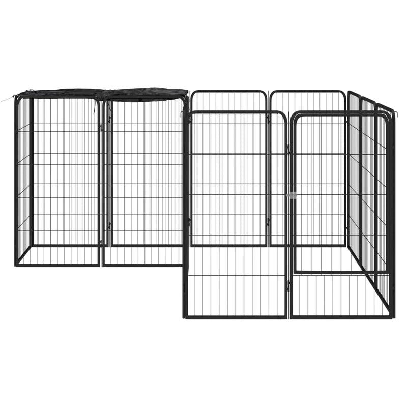 Afbeelding laden in galerijviewer, Vidaxl hondenkennel 14 panelen 50 x 100 cm gepoedercoat staal zwart