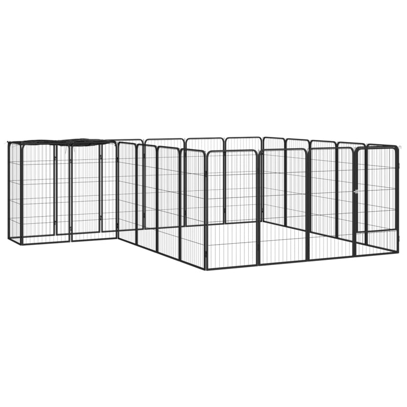 Load image into Gallery viewer, VidaXL Hondenkennel 22 panelen 50x100 cm gepoedercoat staal zwart