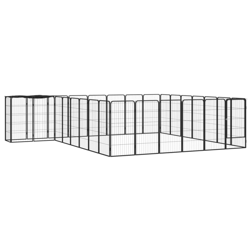 Load image into Gallery viewer, VidaXL Hondenkennel 30 panelen 50 x 100 cm gepoedercoat staal zwart