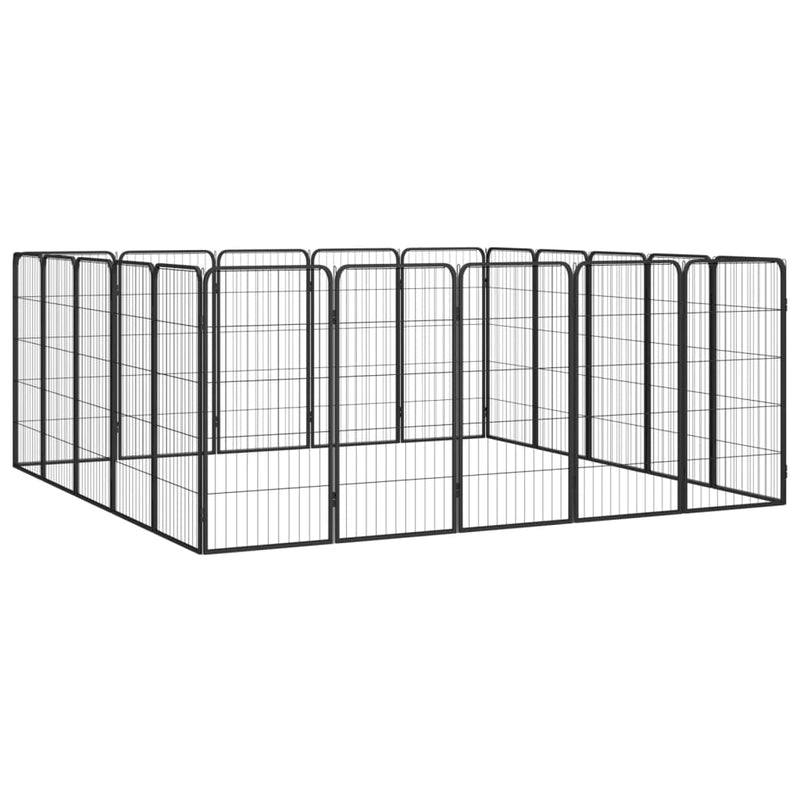 Load image into Gallery viewer, VidaXL Hondenkennel 20 panelen 50 x 100 cm gepoedercoat staal zwart