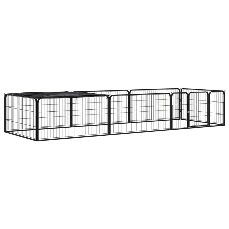Load image into Gallery viewer, Vidaxl hondenkennel 8 panelen 100x50 cm gepoedercoat staal zwart
