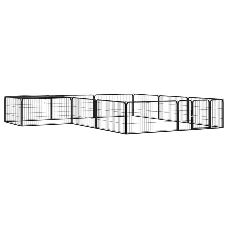 Load image into Gallery viewer, Vidaxl hondenkennel 12 panelen 100x50 cm gepoedercoat staal zwart